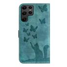For Samsung Galaxy S25 Ultra 5G Butterfly Cat Embossing Flip Leather Phone Case(Wathet) - 3