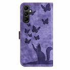 For Samsung Galaxy S25 FE 5G Butterfly Cat Embossing Flip Leather Phone Case(Purple) - 3
