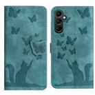 For Samsung Galaxy S25 FE 5G Butterfly Cat Embossing Flip Leather Phone Case(Wathet) - 1