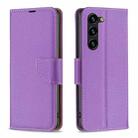 For Samsung Galaxy S25+ 5G Litchi Texture Pure Color Flip Leather Phone Case(Purple) - 1
