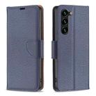 For Samsung Galaxy S25+ 5G Litchi Texture Pure Color Flip Leather Phone Case(Blue) - 1