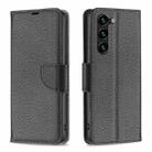 For Samsung Galaxy S25+ 5G Litchi Texture Pure Color Flip Leather Phone Case(Black) - 1