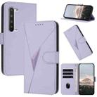 For Sharp Aquos R5G Triangle Pattern Buckle Clasp Leather Phone Case(Light Purple) - 1