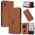 For Sharp Aquos R3 Triangle Pattern Buckle Clasp Leather Phone Case(Brown) - 1