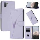 For Sharp Aquos R3 Triangle Pattern Buckle Clasp Leather Phone Case(Light Purple) - 1