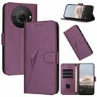 For Sharp Aquos R8 Pro SH-51D Triangle Pattern Buckle Clasp Leather Phone Case(Dark Purple) - 1