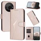 For Sharp Aquos R8 Pro SH-51D Triangle Pattern Buckle Clasp Leather Phone Case(Rose Gold) - 1