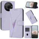 For Sharp Aquos R8 Pro SH-51D Triangle Pattern Buckle Clasp Leather Phone Case(Light Purple) - 1