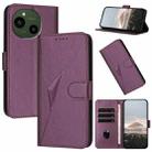 For Sharp Aquos R9 Triangle Pattern Buckle Clasp Leather Phone Case(Dark Purple) - 1