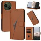 For Sharp Aquos R9 Triangle Pattern Buckle Clasp Leather Phone Case(Brown) - 1