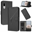 For Sharp Aquos Sense3 Triangle Pattern Buckle Clasp Leather Phone Case(Black) - 1