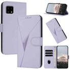 For Sharp Aquos Sense4 Triangle Pattern Buckle Clasp Leather Phone Case(Light Purple) - 1