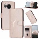 For Sharp Aquos Sense7 Triangle Pattern Buckle Clasp Leather Phone Case(Rose Gold) - 1