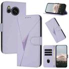 For Sharp Aquos Sense8 Triangle Pattern Buckle Clasp Leather Phone Case(Light Purple) - 1