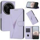 For Sharp Aquos R9 Pro Triangle Pattern Buckle Clasp Leather Phone Case(Light Purple) - 1