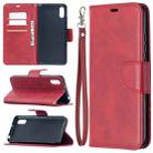 For Xiaomi Redmi 9A Retro Lambskin Texture Pure Color Horizontal Flip PU Leather Case with Holder & Card Slots & Wallet & Lanyard(Red) - 1