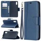 For Xiaomi Redmi 9A Retro Lambskin Texture Pure Color Horizontal Flip PU Leather Case with Holder & Card Slots & Wallet & Lanyard(Blue) - 1