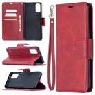 For OPPO Reno4 5G Retro Lambskin Texture Pure Color Horizontal Flip PU Leather Case with Holder & Card Slots & Wallet & Lanyard(Red) - 1