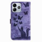 For Redmi Note 14 5G Butterfly Cat Embossing Flip Leather Phone Case(Purple) - 3