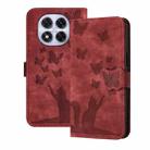 For Redmi Note 14 Pro 5G Butterfly Cat Embossing Flip Leather Phone Case(Red) - 1