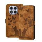 For Redmi Note 14 Pro 5G Butterfly Cat Embossing Flip Leather Phone Case(Brown) - 1