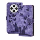 For Redmi 14C 4G Butterfly Cat Embossing Flip Leather Phone Case(Purple) - 1