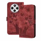 For Redmi 14C 4G Butterfly Cat Embossing Flip Leather Phone Case(Red) - 1