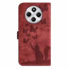 For Redmi 14C 4G Butterfly Cat Embossing Flip Leather Phone Case(Red) - 3