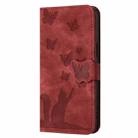 For Redmi A4 5G Butterfly Cat Embossing Flip Leather Phone Case(Red) - 2