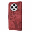 For Redmi A4 5G Butterfly Cat Embossing Flip Leather Phone Case(Red) - 3