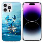 For iPhone 16 Pro Max Colorful Painting Pattern TPU Phone Case(Blue Butterflies) - 1