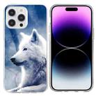 For iPhone 16 Pro Max Colorful Painting Pattern TPU Phone Case(White Wolf) - 1