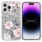 For iPhone 16 Pro Max Colorful Painting Pattern TPU Phone Case(Flowers On Grey) - 1