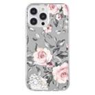 For iPhone 16 Pro Max Colorful Painting Pattern TPU Phone Case(Flowers On Grey) - 2