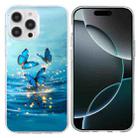 For iPhone 16 Pro Colorful Painting Pattern TPU Phone Case(Blue Butterflies) - 1