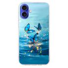 For iPhone 16 Plus Colorful Painting Pattern TPU Phone Case(Blue Butterflies) - 2