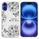 For iPhone 16 Plus Colorful Painting Pattern TPU Phone Case(Butterfly Flower) - 1