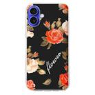 For iPhone 16 Plus Colorful Painting Pattern TPU Phone Case(Flowers On Black) - 2