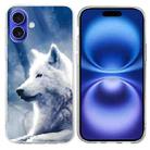 For iPhone 16 Plus Colorful Painting Pattern TPU Phone Case(White Wolf) - 1