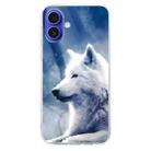 For iPhone 16 Plus Colorful Painting Pattern TPU Phone Case(White Wolf) - 2