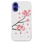 For iPhone 16 Plus Colorful Painting Pattern TPU Phone Case(Plum Blossom) - 2