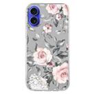 For iPhone 16 Plus Colorful Painting Pattern TPU Phone Case(Flowers On Grey) - 2