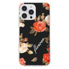 For iPhone 15 Pro Max Colorful Painting Pattern TPU Phone Case(Flowers On Black) - 2