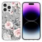 For iPhone 15 Pro Colorful Painting Pattern TPU Phone Case(Flowers On Grey) - 1