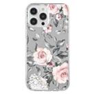 For iPhone 15 Pro Colorful Painting Pattern TPU Phone Case(Flowers On Grey) - 2