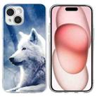 For iPhone 15 Plus Colorful Painting Pattern TPU Phone Case(White Wolf) - 1