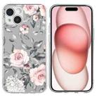 For iPhone 15 Plus Colorful Painting Pattern TPU Phone Case(Flowers On Grey) - 1