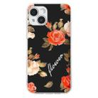 For iPhone 15 Colorful Painting Pattern TPU Phone Case(Flowers On Black) - 2