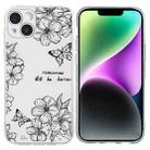 For iPhone 14 Plus Colorful Painting Pattern TPU Phone Case(Butterfly Flower) - 1