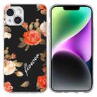 For iPhone 14 Plus Colorful Painting Pattern TPU Phone Case(Flowers On Black) - 1